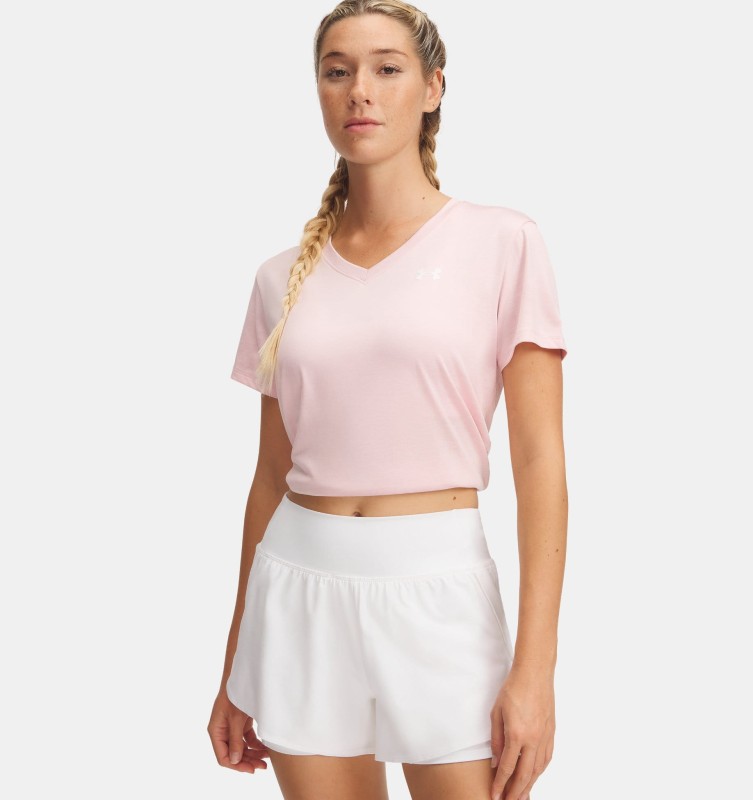 Koszulka do jogi i pilatesu damska Under Armour V-Neck - różowy