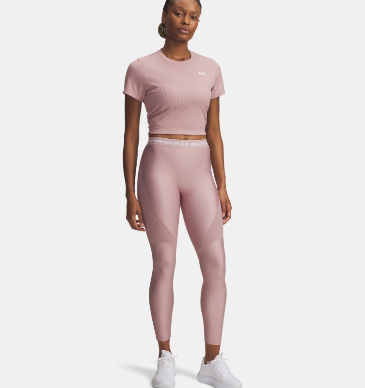 Legginsy do jogi i pilatesu damskie Under Armour Rib - różowy