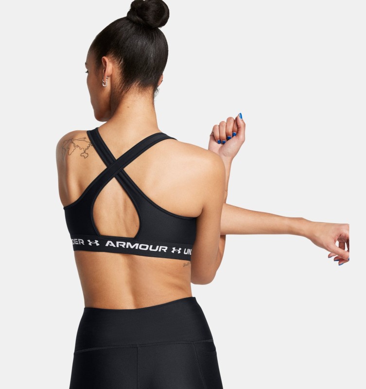 Biustonosz do jogi i pilatesu damski Under Armour Mid Crossback - czarny