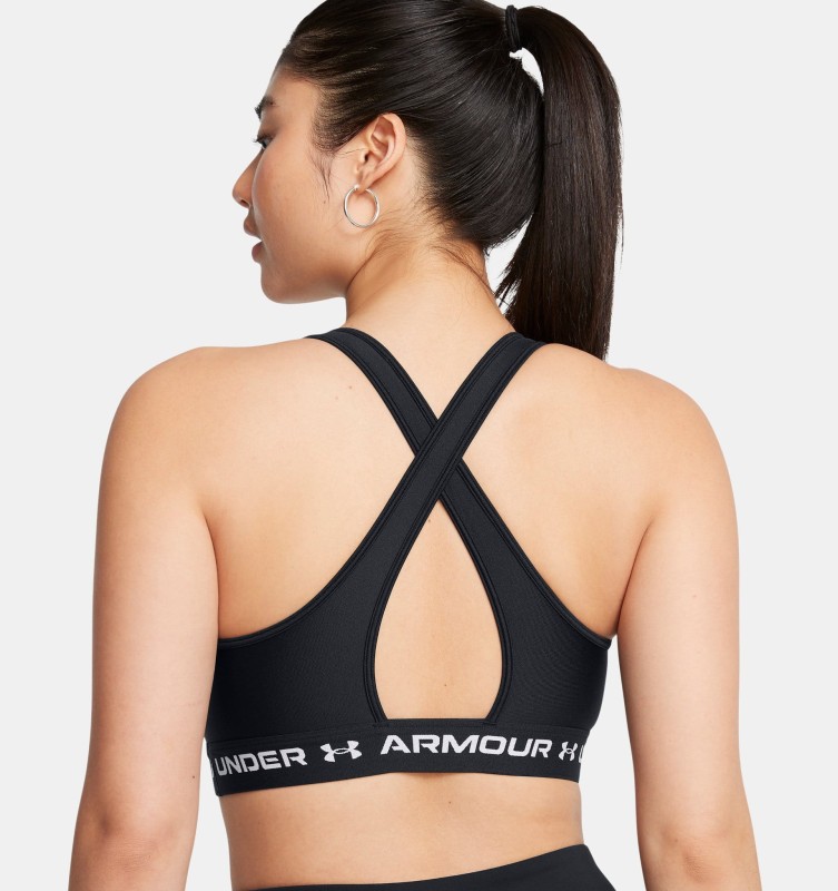 Biustonosz do jogi i pilatesu damski Under Armour Mid Crossback - czarny