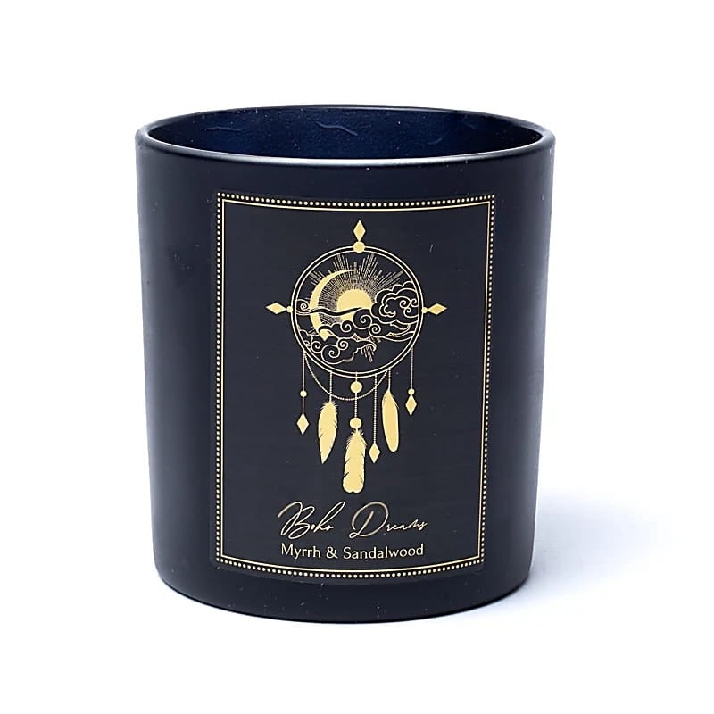 Świeca manifestacyjna Song of India z kryształem górskim – Palo Santo & lawenda