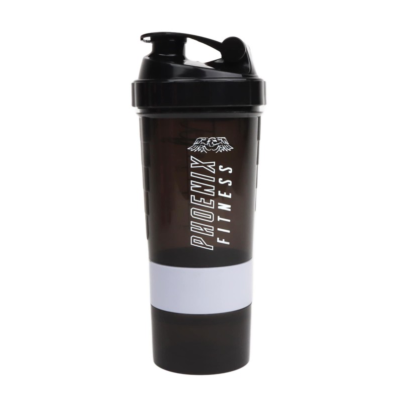 Bidon z pojemnikiem Phoenix Fitness - czarny