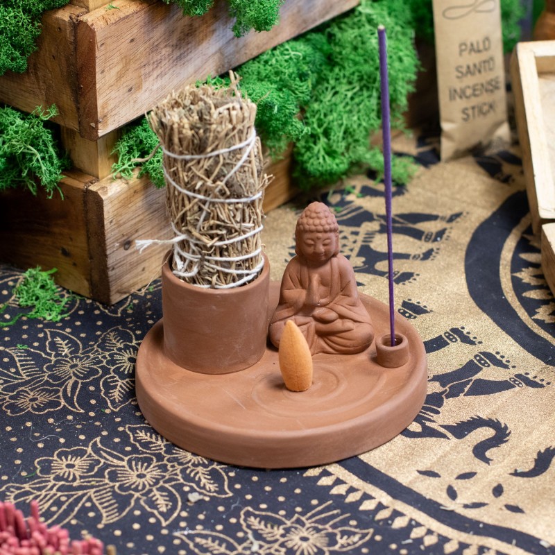 Wielofunkcyjna Podstawka pod Kadzidełka Budda - Naturalna Terakota