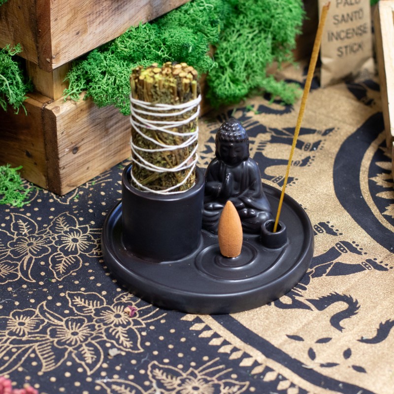 Wielofunkcyjna Podstawka pod Kadzidełka Budda - Czarna Matowa