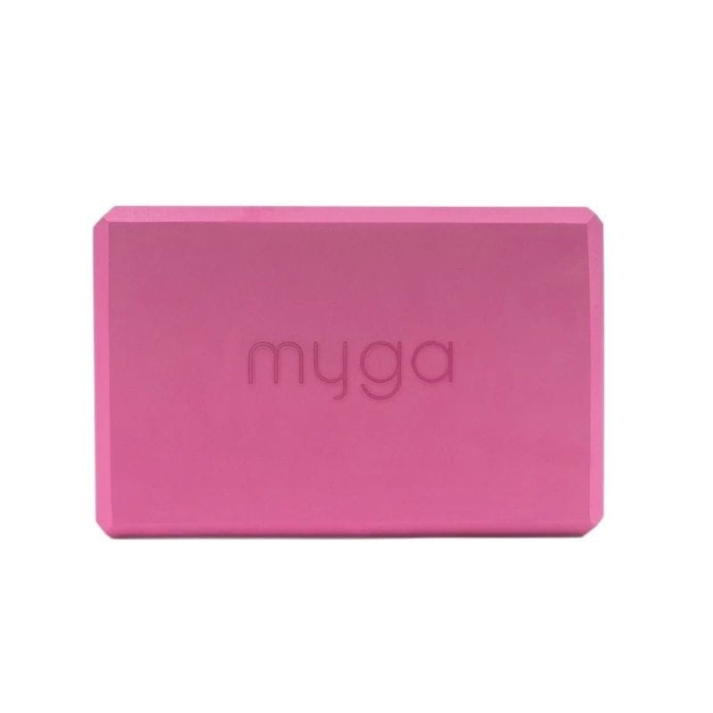Zestaw do jogi Myga – klocek Foam Block + pasek 2 w 1 - różowy