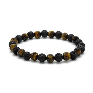 Bransoletka mala z tygrysim okiem i kamieniem lawowym