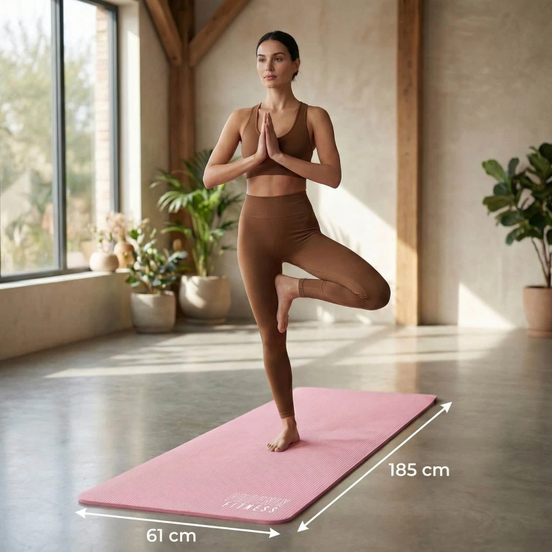 Mata do pilatesu Phoenix Fitness 1cm - różowy