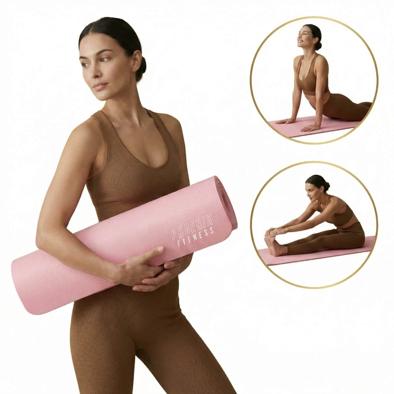 Mata do pilatesu Phoenix Fitness 1cm - różowy