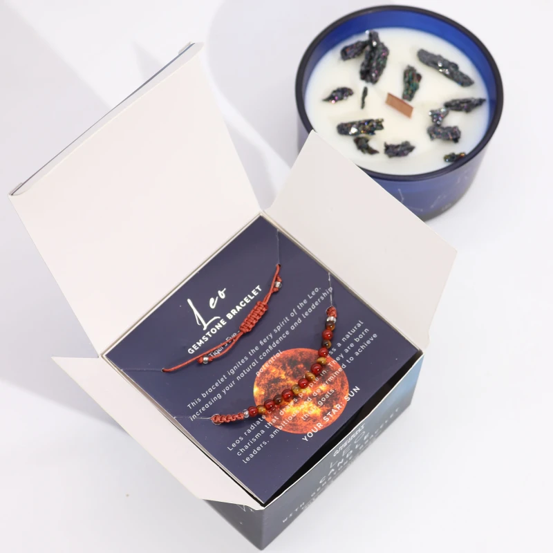 Świeca Zodiak z Bransoletką z Kamieni - Lew