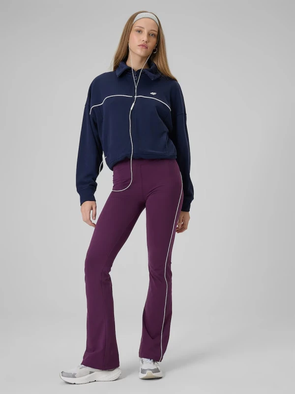 bawelniane-legginsy-flare-damskie-4f-burgundowe
