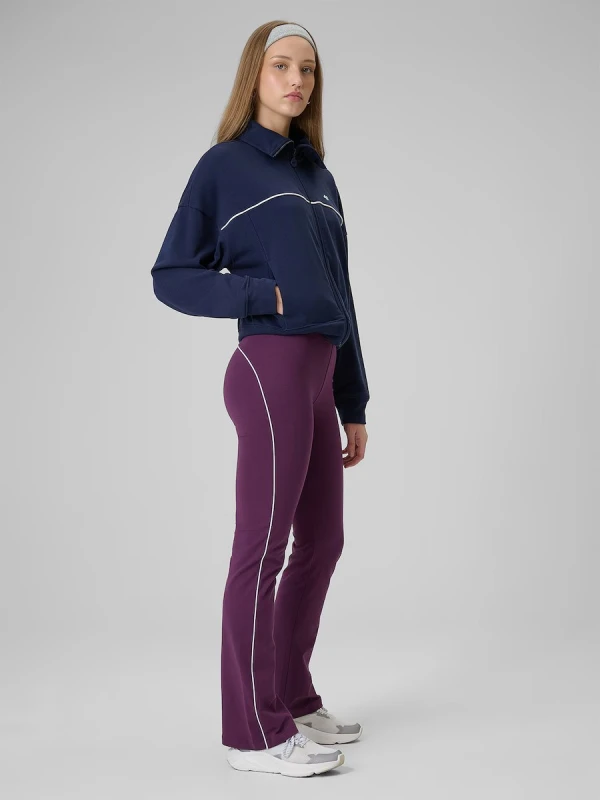 bawelniane-legginsy-flare-damskie-4f-burgundowe