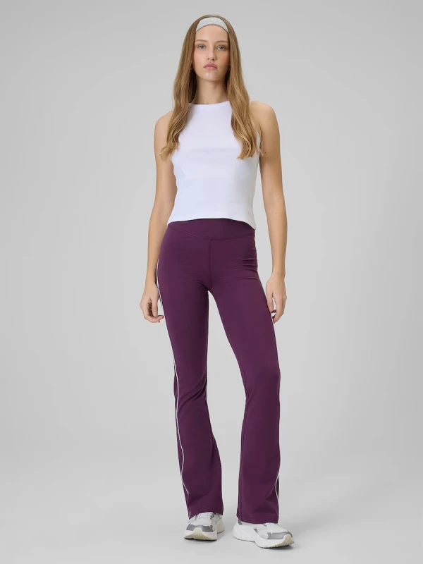 bawelniane-legginsy-flare-damskie-4f-burgundowe