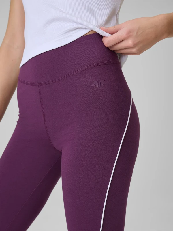 bawelniane-legginsy-flare-damskie-4f-burgundowe