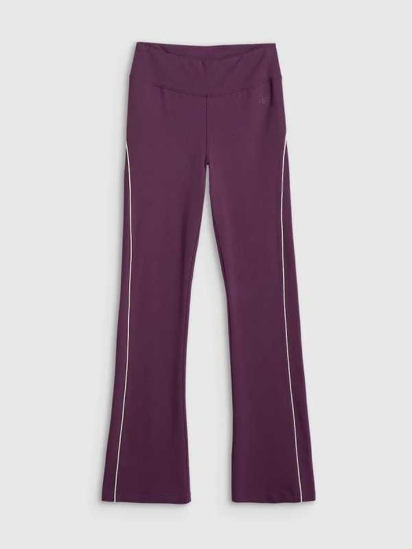 bawelniane-legginsy-flare-damskie-4f-burgundowe