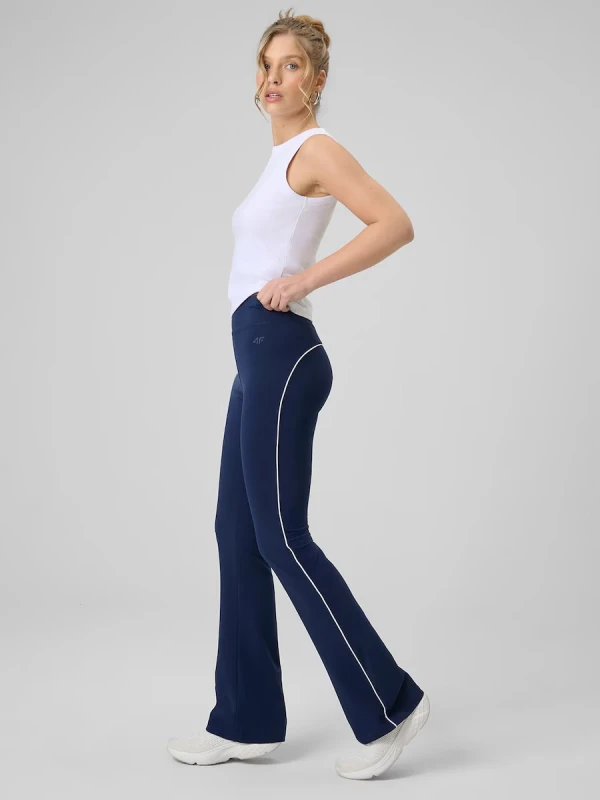 bawelniane-legginsy-flare-damskie-4f-granatowe