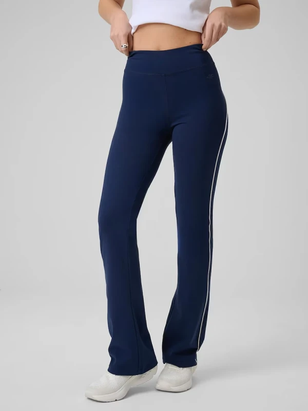 bawelniane-legginsy-flare-damskie-4f-granatowe